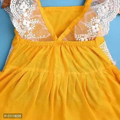 Bright Yellow A-Line Girls Dress with Lace Sleeves-thumb4