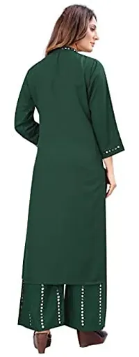 Women Fashion Straight Rayon Kurti and Palazzo Set with Aari Work for Women/Girls-thumb3