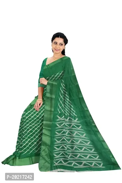 Women Fashion cotton saree With Unstitched Blouse (Green)