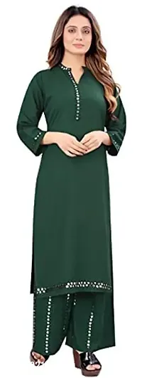 Women Fashion Straight Rayon Kurti and Palazzo Set with Aari Work for Women/Girls-thumb2