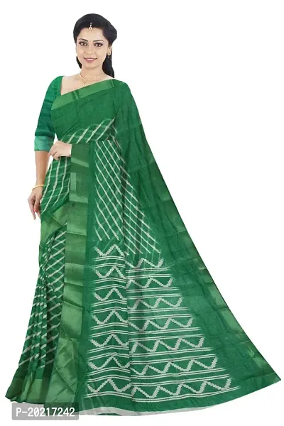 Women Fashion cotton saree With Unstitched Blouse (Green)-thumb3