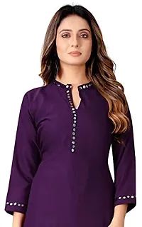 Women Fashion Straight Rayon Kurti and Palazzo Set with Aari Work for Women/Girls (Purple, 40)-thumb1