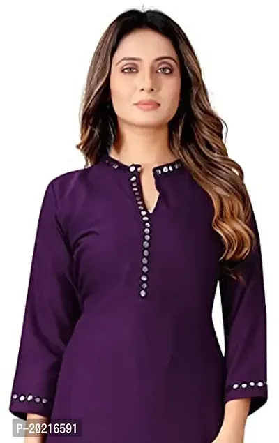 Women Fashion Straight Rayon Kurti and Palazzo Set with Aari Work for Women/Girls (Purple, 40)-thumb2