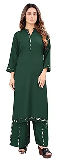 Women Fashion Straight Rayon Kurti and Palazzo Set with Aari Work for Women/Girls-thumb0