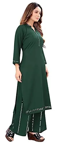 Women Fashion Straight Rayon Kurti and Palazzo Set with Aari Work for Women/Girls-thumb4