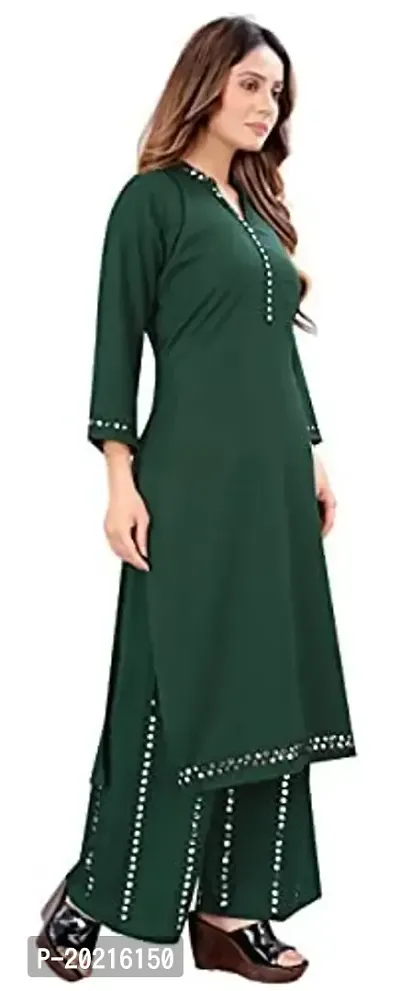 Women Fashion Straight Rayon Kurti and Palazzo Set with Aari Work for Women/Girls-thumb5