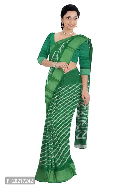 Women Fashion cotton saree With Unstitched Blouse (Green)-thumb5