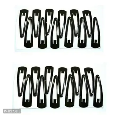 Chiku Piku 12 Pairs Black Metal Tic Tac Hair Clips for Girls and Women (Combo Set of 12 Pairs of Clips)