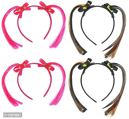 MANODHRUVA 2pcs Pony Choti Headband for Girls, Pink Shade and Black Shade Color Hairband, Pack of 2 (Pack of 4)