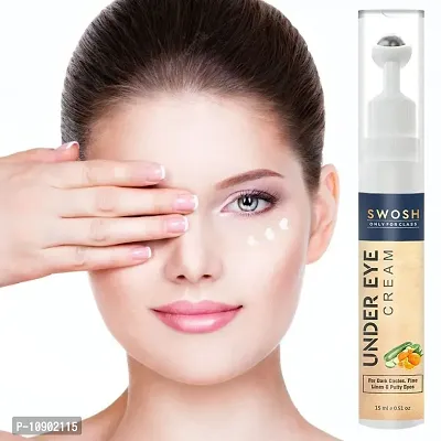 SWOSH Under Eye Cream For Dark Circle, Puffiness, Wrinkles, Fine Lines, Cooling Massage Roller