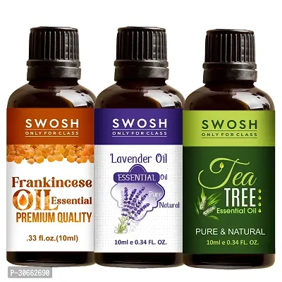 SWOSH Pure and Natural Essentials Oils Pack 0f 03 - Tea Tree, Levender, Frankincense Essential Oil (10 ml Each)