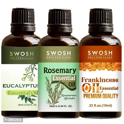 SWOSH Pure and Natural Essentials Oils Pack 0f 03 - Rosemary, Eucalyptus, Frankincense Essential Oil (10 ml Each)