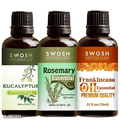 SWOSH Pure and Natural Essentials Oils Pack 0f 03 - Rosemary,Eucalyptus, Frankincense Essential Oil (10 ml Each)-thumb0