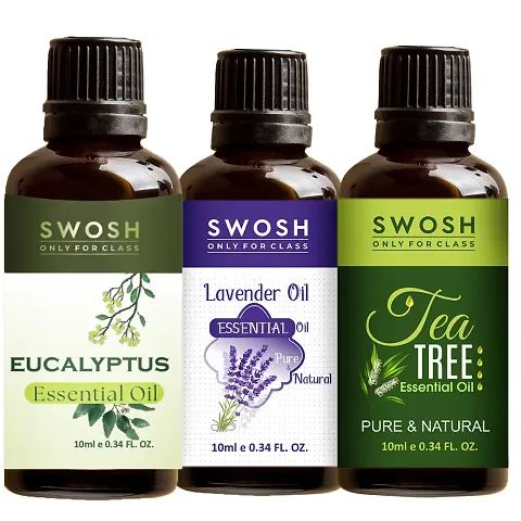 SWOSH Pure and Natural Essentials Oils Pack 0f 03 - Eucalyptus,Levendar, Tea Tree Essential Oil (10 ml Each)