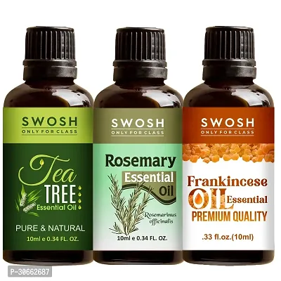 SWOSH Pure and Natural Essentials Oils Pack 0f 03 - Tea Tree ,Rosemary, Frankincense Essential Oil (10 ml Each)