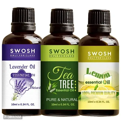 SWOSH Pure and Natural Essentials Oils Pack 0f 03 - Tea Tree, Levendar, Lemon, Essential Oil (10 ml Each)-thumb0