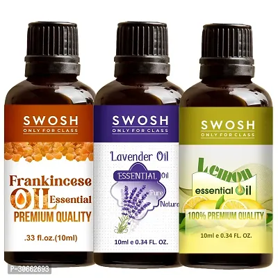 SWOSH Pure and Natural Essentials Oils Pack 0f 03 - Frankincense, Levender, Lemon Essential Oil (10 ml Each)