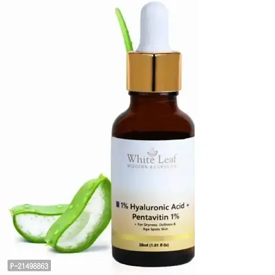 White Leaf 1% Hyaluronic Acid Serum for Face (30 ML) For Moisturizing, Hydrating and Plump Skin | 100% Vegan and Natural With Aloe Vera and Glycerin | Paraben and Sulfate Free