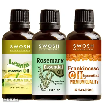 SWOSH Pure and Natural Essentials Oils Pack 0f 03 - Rosemary, Lemon, Frankincense Essential Oil (10 ml Each)-thumb0