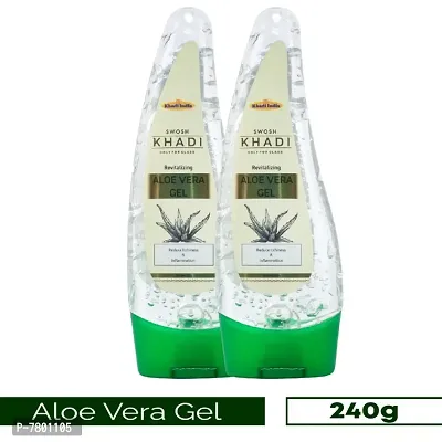 Swosh Khadi Aloe Vera Gel with 100% Pure Aloe From Freshly Cut Aloe Plant Pack Of 2 (120 gram) |Aloevera Facial Massage Gel | (240 gram)-thumb0