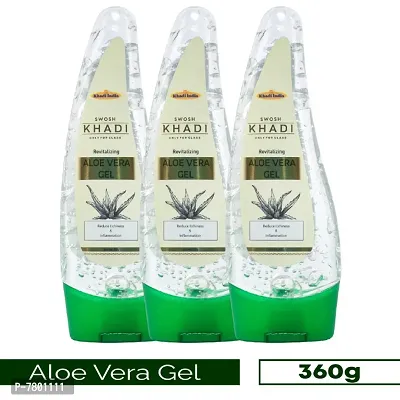 Swosh Khadi Aloe Vera Gel with 100% Pure Aloe From Freshly Cut Aloe Plant Pack Of 3 (120 gram) |Aloevera Facial Massage Gel | (360 gram)