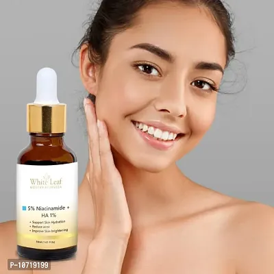 White Leaf 5% Niacinamide Face Serum With Hyaluronic Acid, Oily  Acne Prone Skin - 30Ml