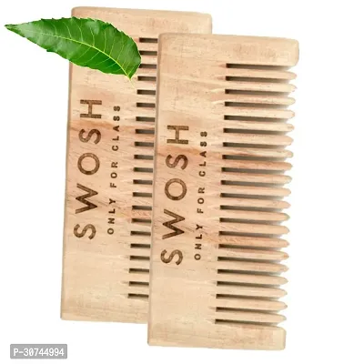 SWOSH Eco-Friendly Natural Neem Wood Wide Tooth Comb For Women  Men  (Pack Of 2)