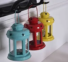 Next In Crafts Metal Hanging Lanterns Lamp I Tealight Holder with Tealight I Hanging Light for Indoor/Outdoor Home Decor (Pack of 2) (Yellow, White, Blue, Red)-thumb2