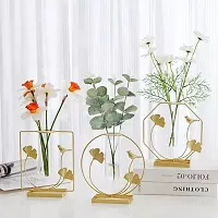 Next In Crafts Metal Designer Geometric Flower Vase Without Flower Gold Finish Best for Living & Bedroom Room (Hexagon Pack of 1)-thumb3