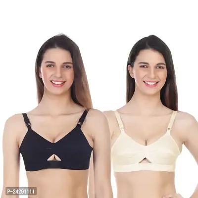 Stylish Fancy Cotton Solid Non Padded Bras For Women Pack Of 2-thumb0
