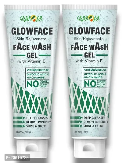 BROER Glowface Skin Rejuvenate Face Wash Gel With Vitamin E Deep Cleans, Remove Impurity  gives Shine  Glow, for Men  Women | Parabens  Sulphate Free (100ml x 2) pack of 2