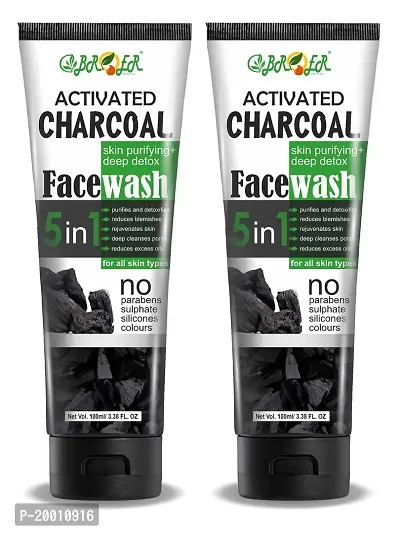 BROER Activated Charcoal Face Wash - For Anti-Pollution, Deep Pore Cleaning  Oil Control | Removes Dirt  Impurities | No Parabens  Sulphate | For Men  Women 200ml (pack of 2)