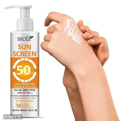 BROER Naturals Sunscreen SPF 50 PA++++, Non Sticky/Non Greasy, Matte Finish For Men  Women | Water Resistance - 100ml-thumb0