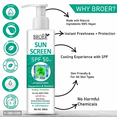 BROER Naturals SPF 50 Sunscreen Lotion ICY Freshness | Enriched with Menthol  Peppermint | Uva  Uvb Protection | Water Resistance - (pack of 3) 300ml-thumb2