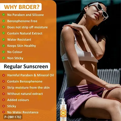 BROER Naturals Sunscreen Lotion with SPF 50 | With Uva  Uvb Protection, Water Resistant, PA++++, Non Sticky, Leaves No White Cast | Sunscreen SPF 50 | Sunscreen Moisturizer - (pack of 2) 200ml-thumb3