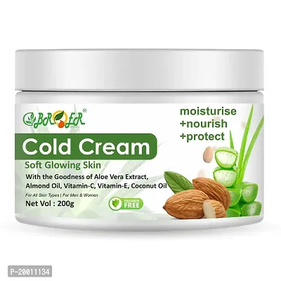 BROER Cold Cream For Soft  Glowing Skin, With Almond, Aloe vera, Vitamin C  E 200gm