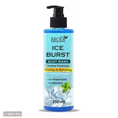 BROER Ice Burst Body Wash - with Menthol  Peppermint Oil | Instant Freshness For Men  Women | Sulphate  Paraben Free - 200ml