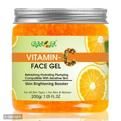 BROER Pure Vitamin C Face Gel with Aloe Vera  Orange Extract 200g - Night Time Aid to Revive Dry, Dull  Aging Skin - Non Sticky - Light  Quick Absorbing - No Parabens, Silicones-thumb0