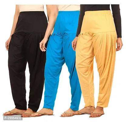 Fabulous Cotton Blend Solid Patiala For Women Pack Of 3