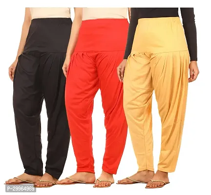 Fabulous Cotton Blend Solid Patiala For Women Pack Of 3