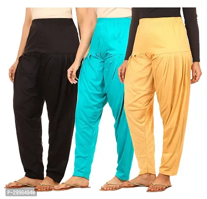 Fabulous Cotton Blend Solid Patiala For Women Pack Of 3