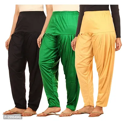 Fabulous Cotton Blend Solid Patiala For Women Pack Of 3