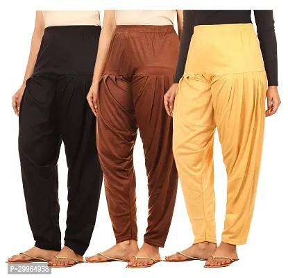 Fabulous Cotton Blend Solid Patiala For Women Pack Of 3