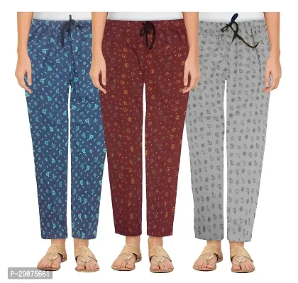 Classic Cotton Printed Pyjama for Women, Pack of 3-thumb0