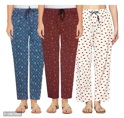 Classic Cotton Printed Pyjama for Women, Pack of 3-thumb0