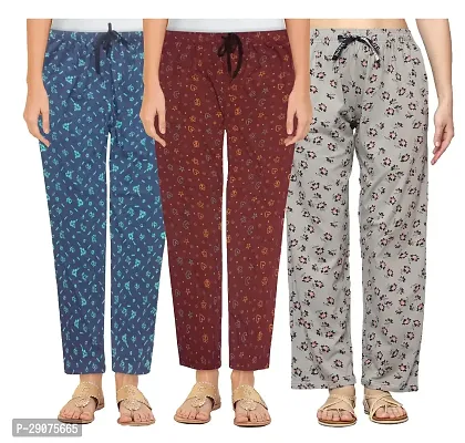 Classic Cotton Printed Pyjama for Women, Pack of 3-thumb0