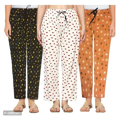 Classic Cotton Printed Pyjama for Women, Pack of 3-thumb0