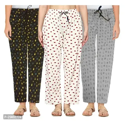 Classic Cotton Printed Pyjama for Women, Pack of 3-thumb0