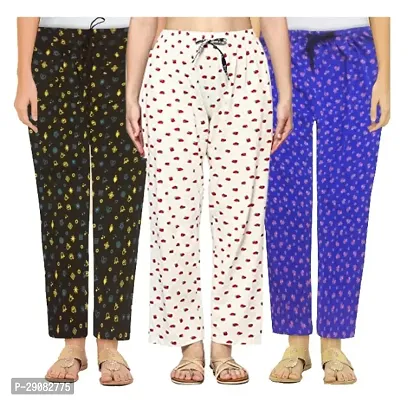 Classic Cotton Printed Pyjama for Women, Pack of 3-thumb0