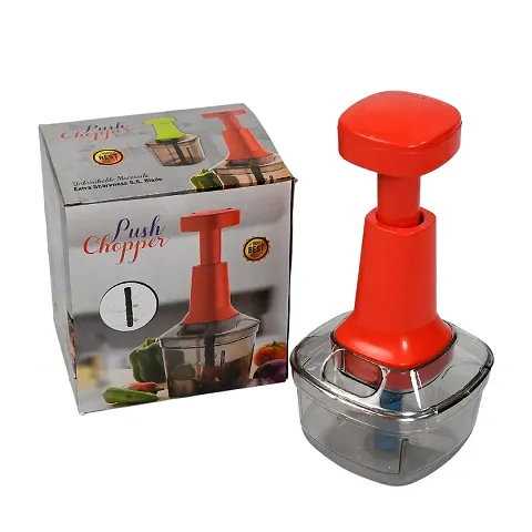 Manual Food Push Chopper and Hand Push Vegetable Chopper Cutting Chopper for Kitchen with 3 Stainless Steel Blade B Grade Chopper